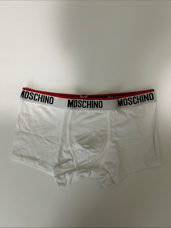 Moschino Other - Moschino White Boxer Briefs with Black Logo Waistband and Red Trim